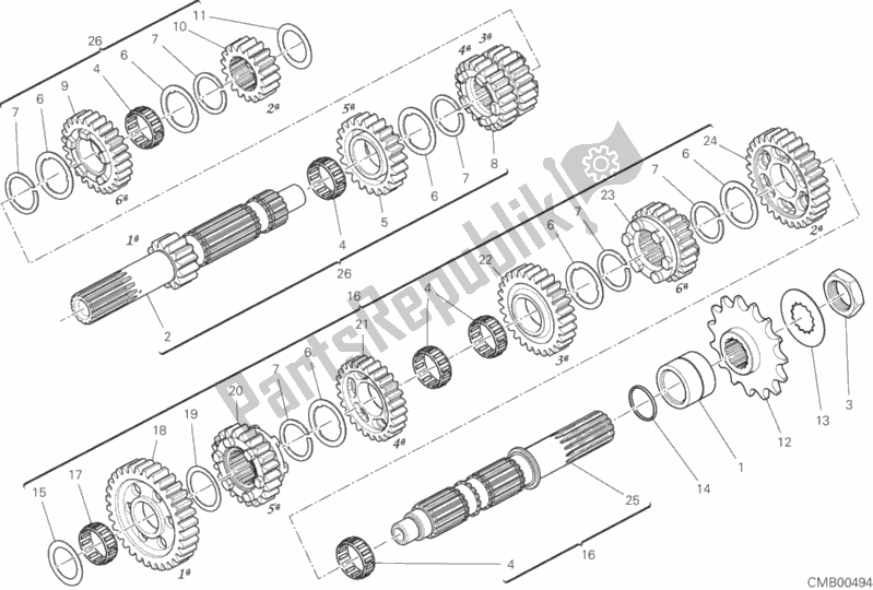 Todas as partes de Caixa De Velocidade do Ducati Supersport S USA 937 2019